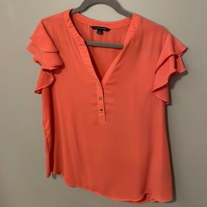 Light, flutter-sleeve, coral-colored size L blouse, perfect condition
